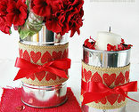 valentine tin cans with burlap, crafts, repurposing upcycling, seasonal holiday decor, valentines day ideas
