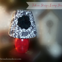 Fabric Strips lamp shade redo