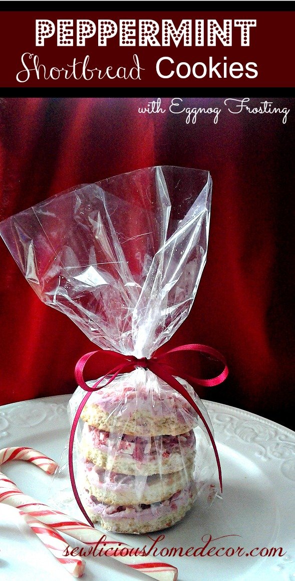 Peppermint Shortbread Cookies with Eggnog Frosting