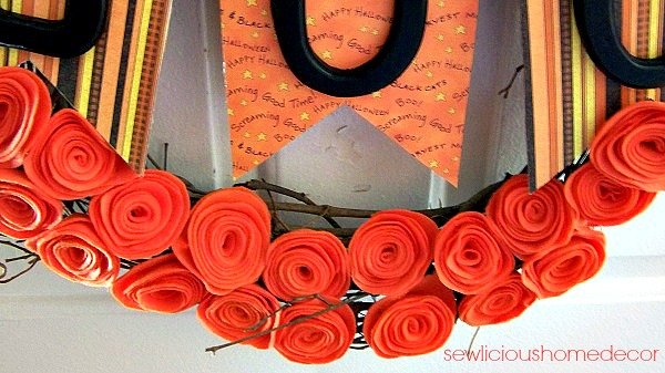 BOO Halloween Wreath Felt Flowers