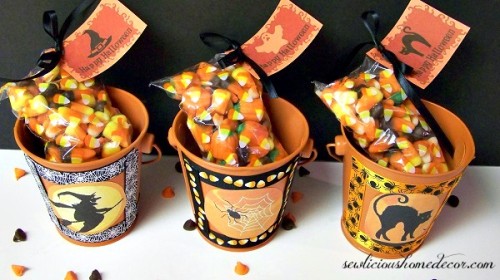 Halloween Gift Buckets with gift tags