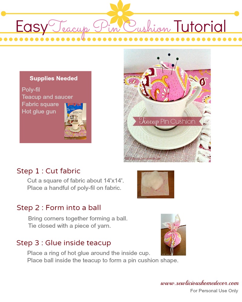 Easy Teacup Pin Cushion Tutorial