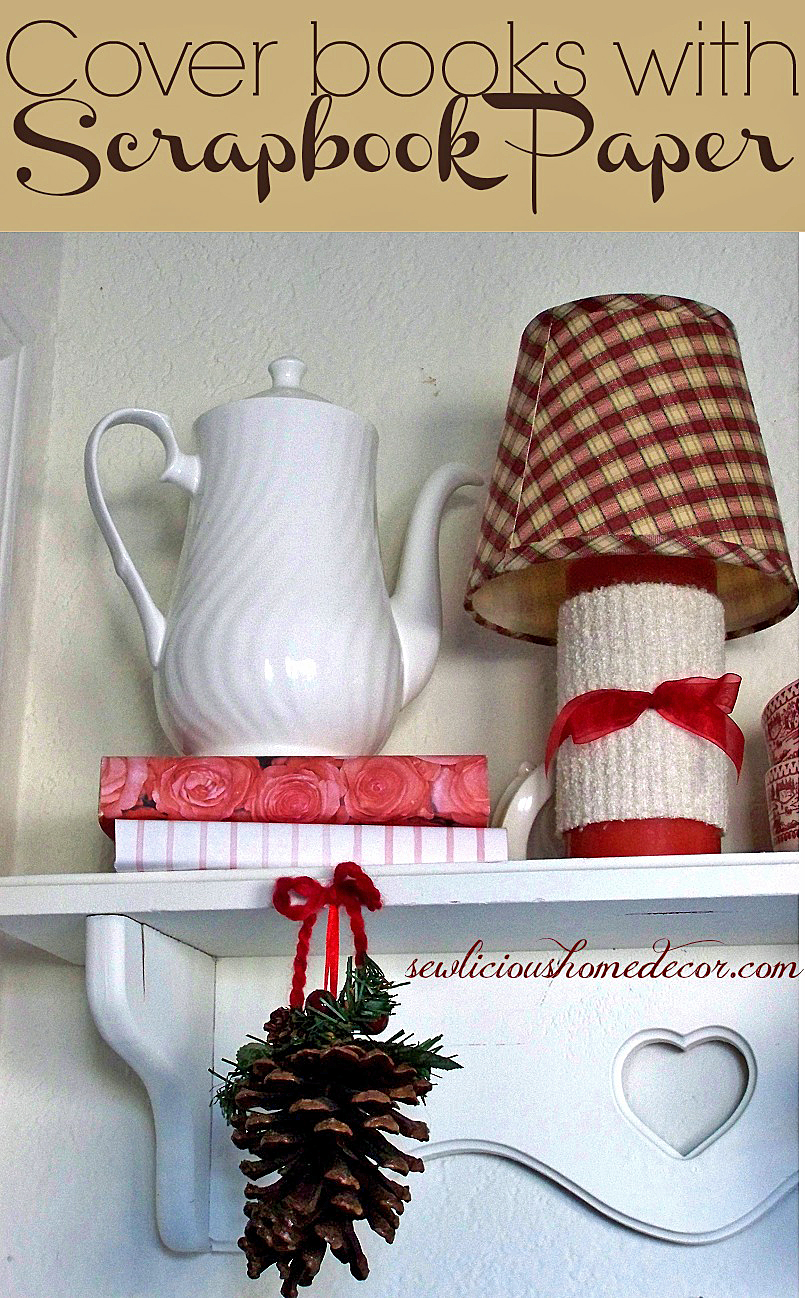 Cover books with scrapbook paper