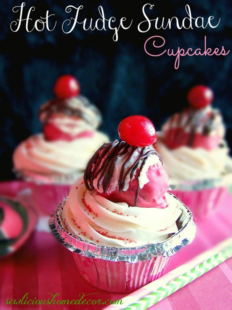Hot Fudge Sundae Cupcake by sewlicioushomedecor.com