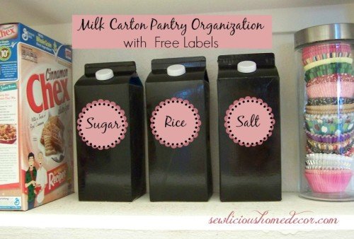 milk carton pantry organization with free labels