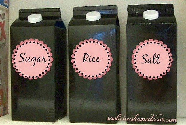 Recycled Milk Cartons Kitchen Organization. sewlicioushomedecor.com