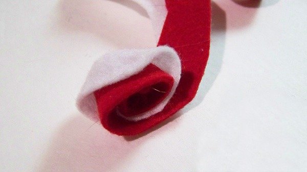 two colored felt flowers 