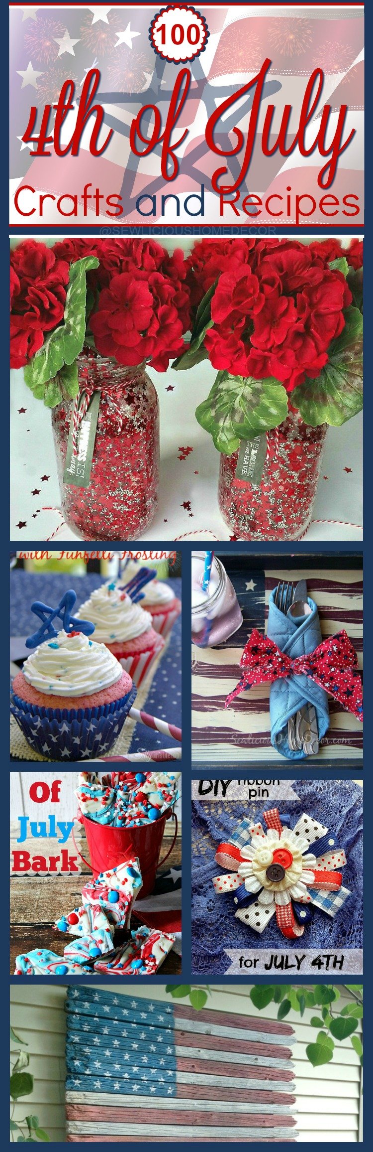 Fourth of July Crafts and Recipes at sewlicioushomedecor.com