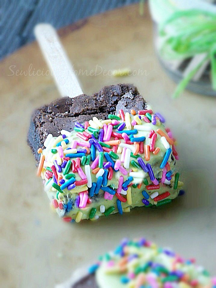 A Funfetti Brownie Popsicle