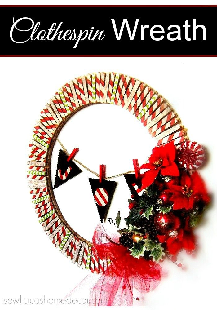 Easy and Inexpensive DIY Clothespin Wreath at sewlicioushomedecor.com