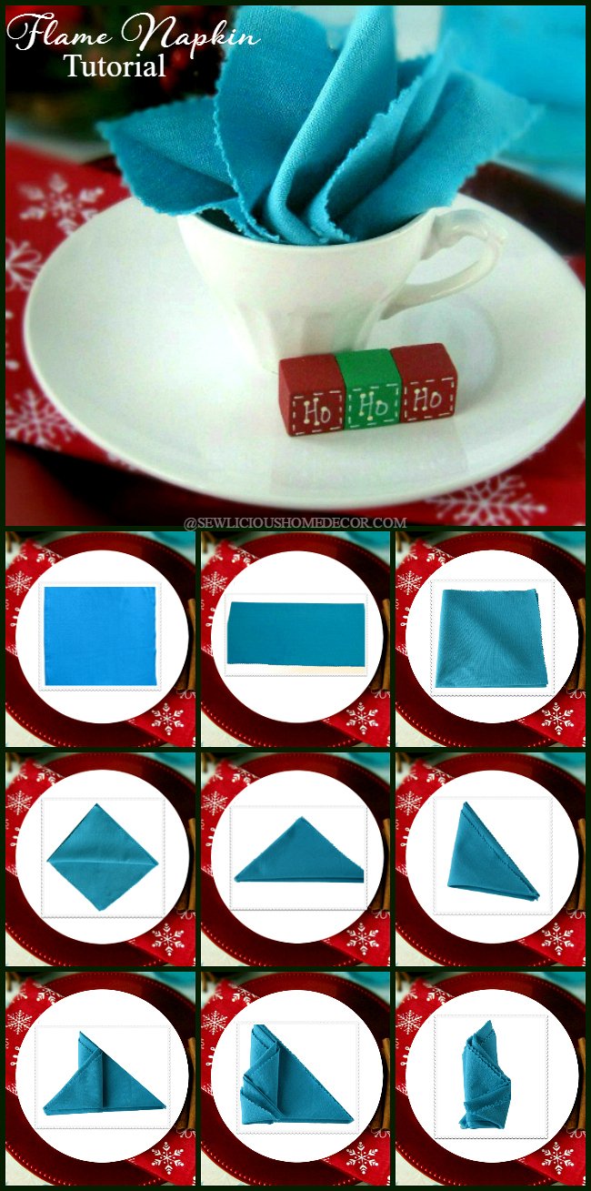 Holiday Flame Napkin Tutorial with Photos
