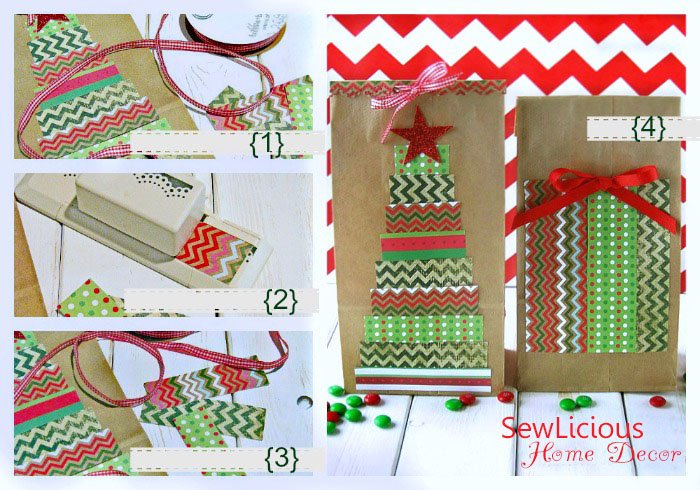 DIY Christmas Tree Decorated Paper Bags at sewlicioushomedecor