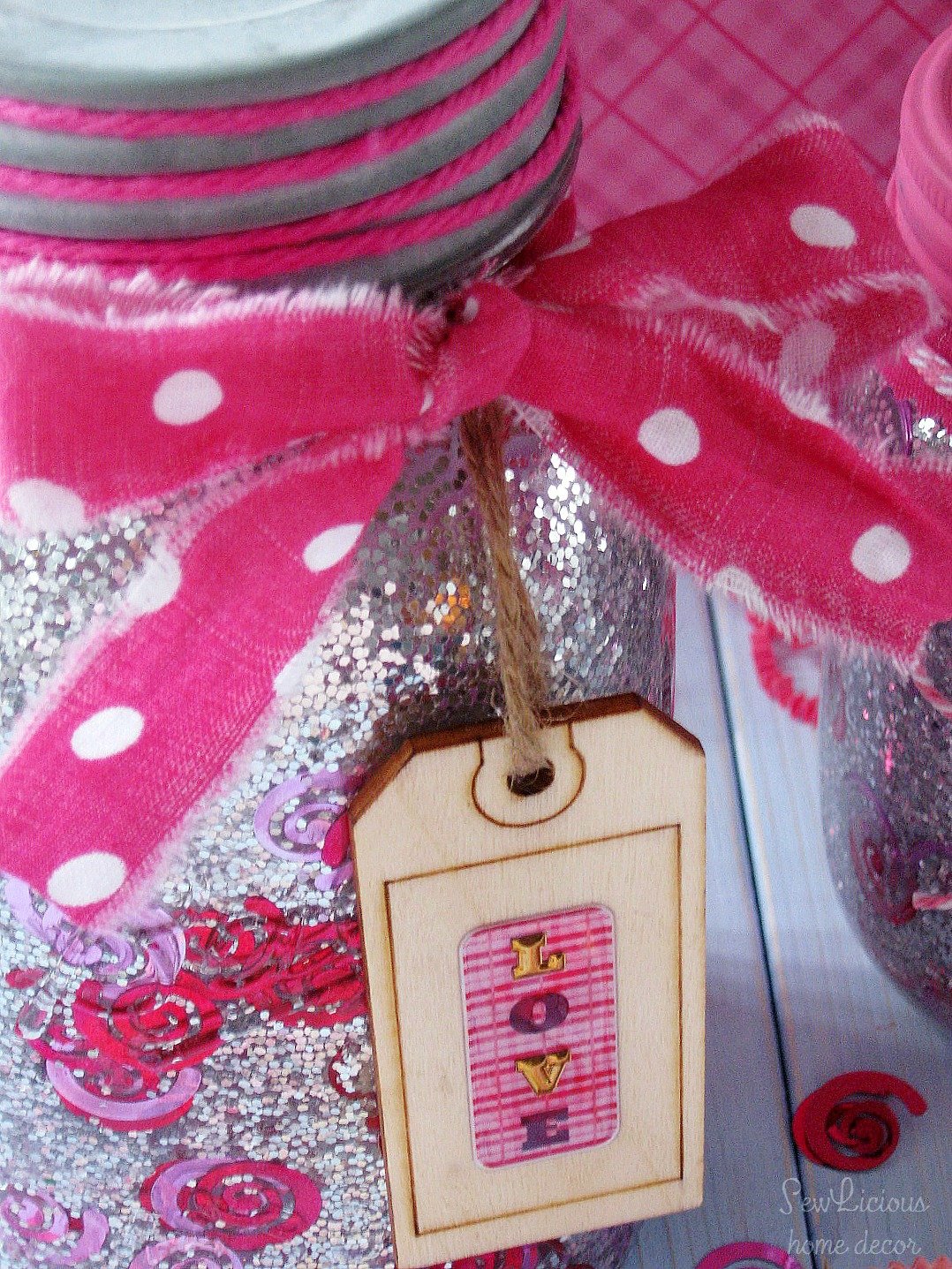 Valentine Mason Jar Glitter and Confetti