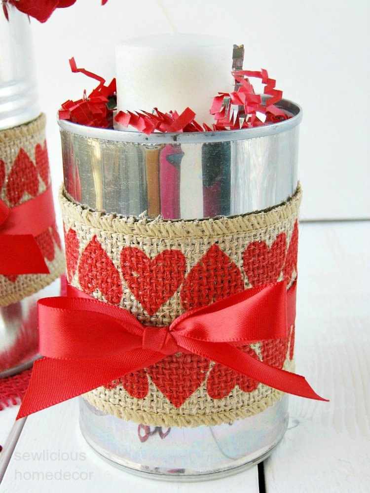 Tin can candle holder