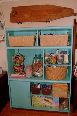 Recycled entertainment center food storage organizer