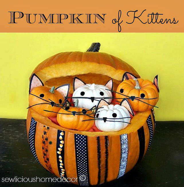 Halloween Pumpkin full of Kittens Crafts sewlicioushomedecor.com.jpg