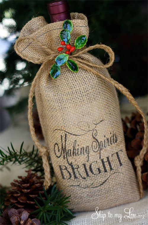 burlap wine bottle cover
