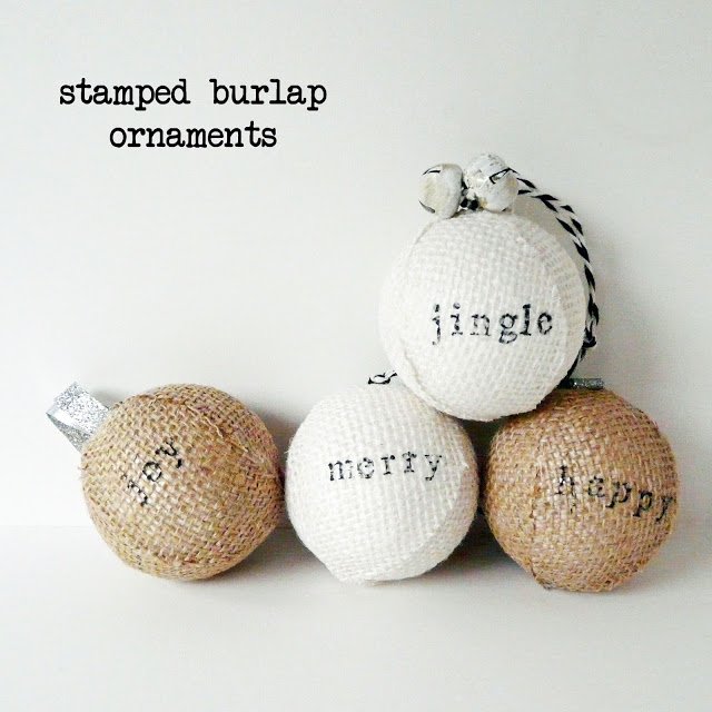 stamped burlap ornaments - cover