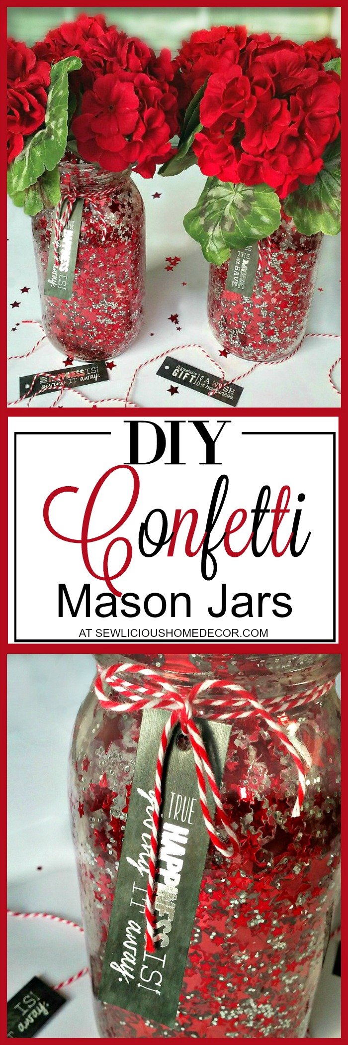 DIY Confetti Mason Jar Crafts at sewlicioushomedecor.com