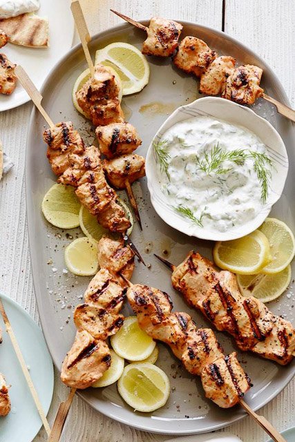 Grilled-Chicken-Skewers-with-Tzatziki