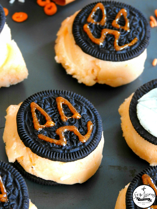 fun-kids-halloween-treats-oreo-cookies-and-orange-sherbert-sewlicioushomedecor.com