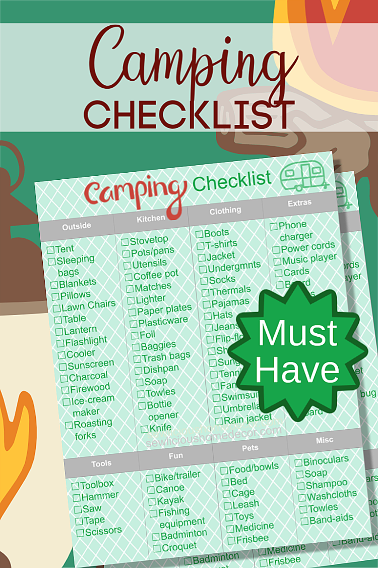 Free Camping Checklist Free Camping Checklist
