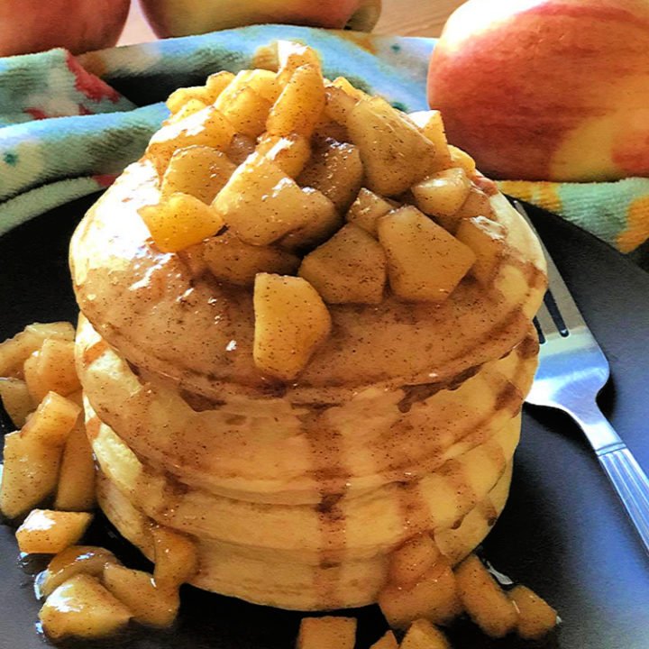 Healthy Skillet Softened Cinnamon Baked Apple Pancakes