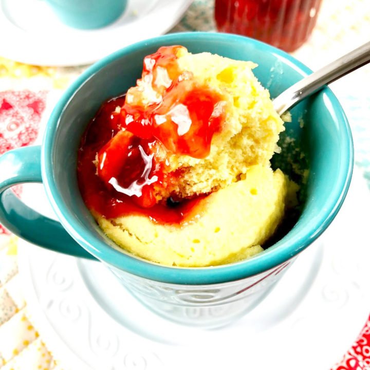 Individual Microwave Cherry Cobbler Mug Cake With Cake Mix