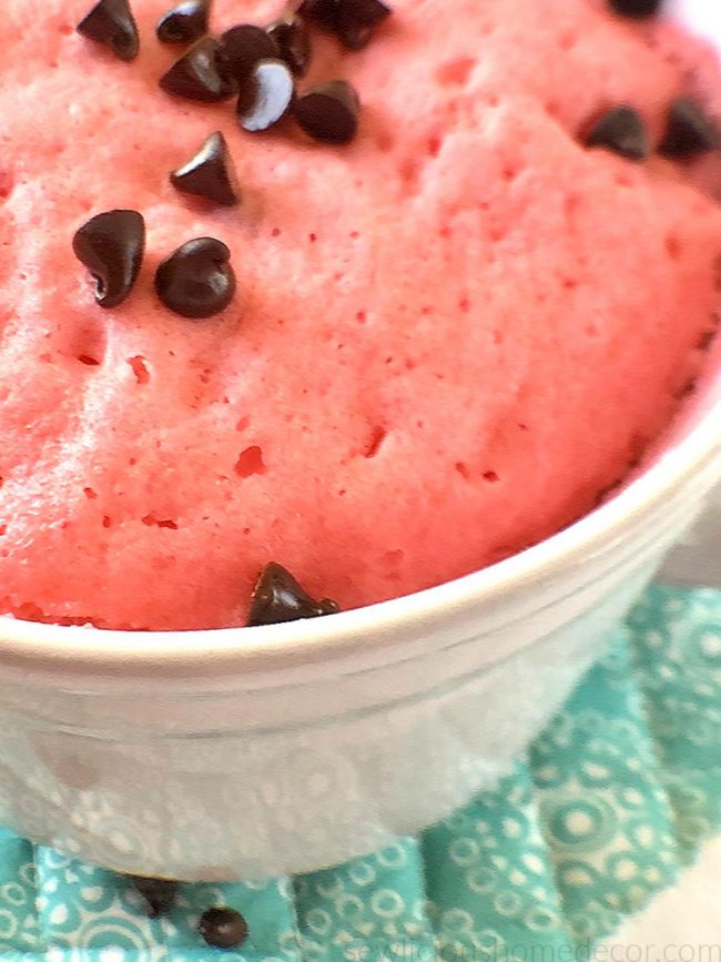 Strawberry Mug Cake with Chocolate Chips