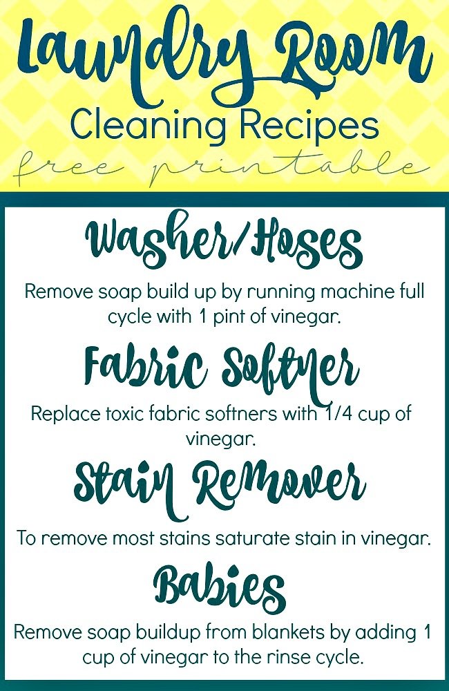 Laundry Room Cleaning Recipes with Vinegar Free Printables at sewlicioushomedecor