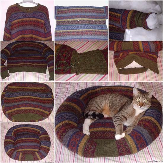 Pet-Bed-from-Old-Sweater (1)
